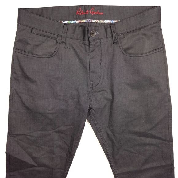 Robert Graham Pants Mens 33x25.5 Gray Kipling Tailored Straight Preppy Designer - Picture 2 of 9